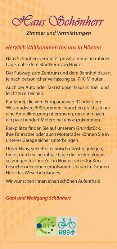 Seite 2 - Flyer Pension Schönherr, Höxter, Weserbergland